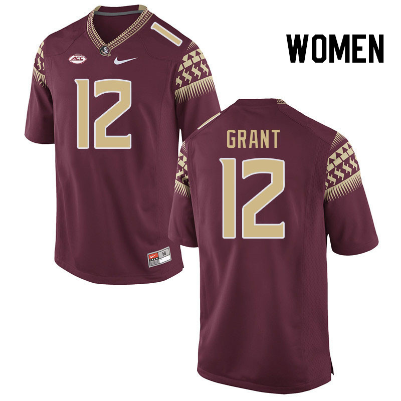 Women #12 Michael Grant Florida State Seminoles College Football Jerseys Stitched Sale-Garnet - Click Image to Close